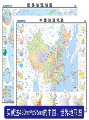 中国地理地图+世界地理地图（学生教师专用挂图共2册）