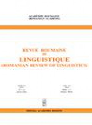 Revue Roumaine De Linguistique-romanian Review Of Linguistics